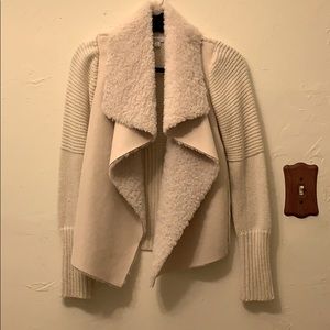 Faux fur draped sweater jacket size xs